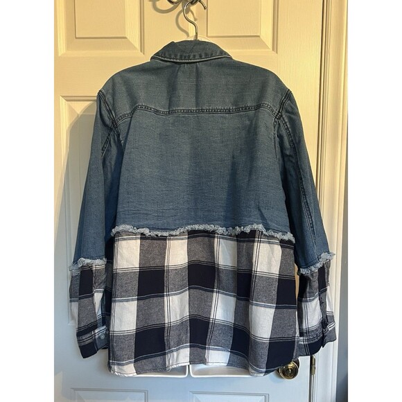 E.S.T. Denim 1946 Shacket For Women With Plaid Detail 18/20W - Picture 5 of 11